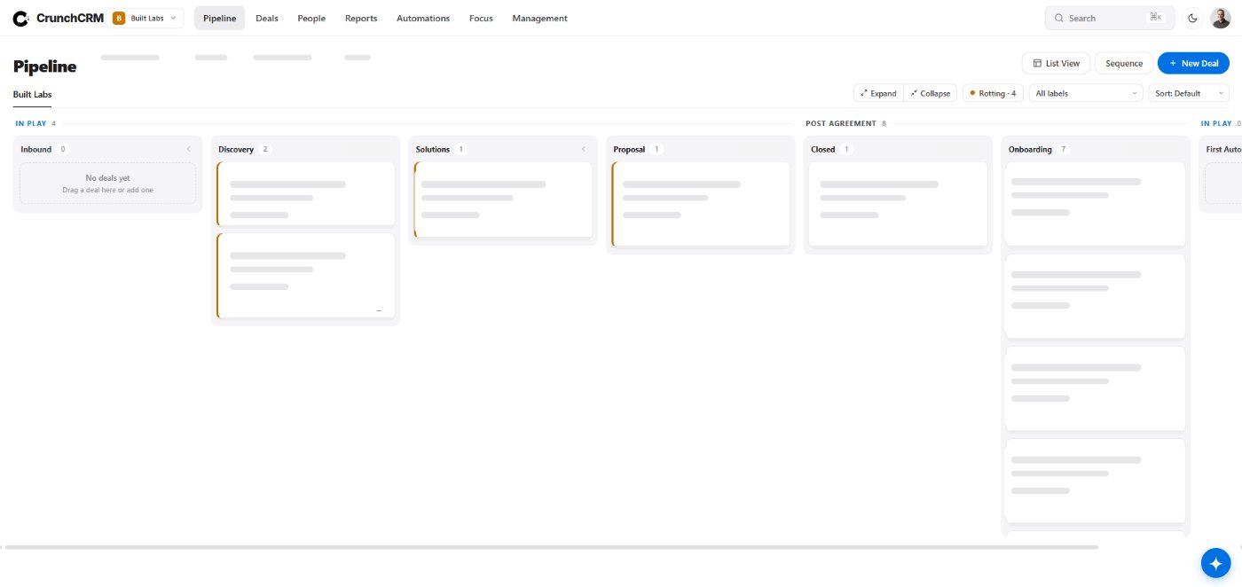 CrunchCRM pipeline view