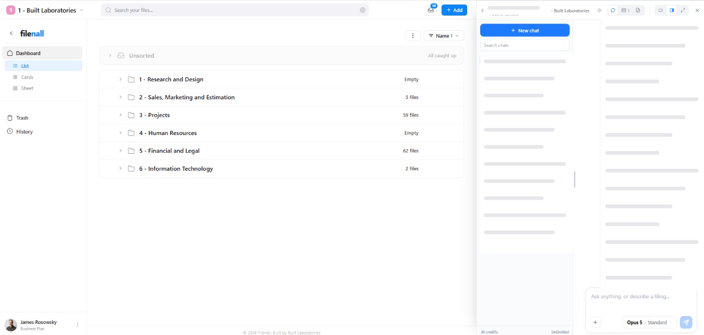 Filenall document workspace with AI chat